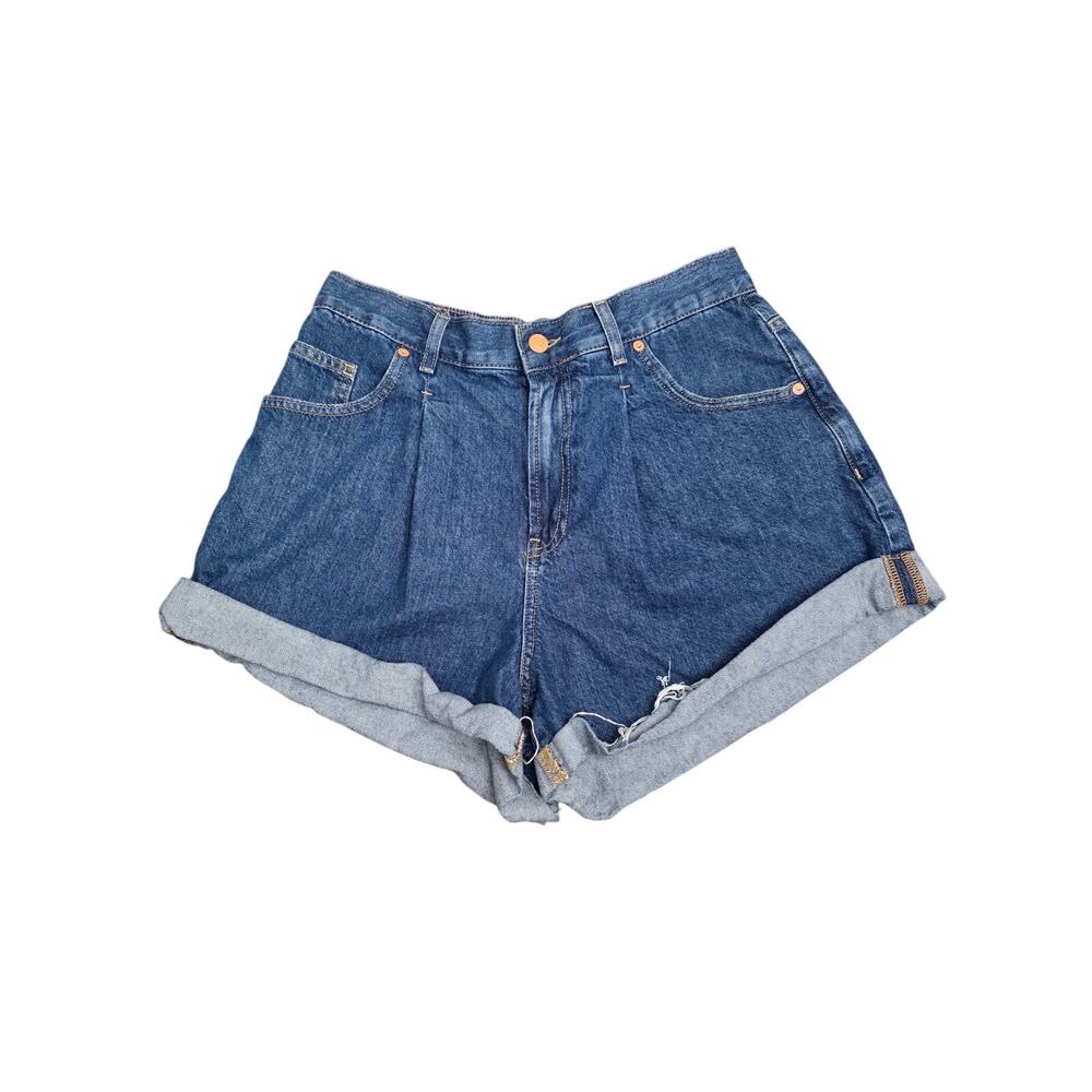 Free People We the Free Danni High Rise Short Rolled Hem Stargaze Blue Size Med